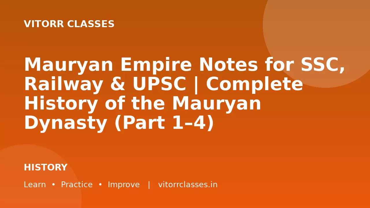 Mauryan Empire Notes for SSC, Railway & UPSC | Complete History of the Mauryan Dynasty (Part 1–4)