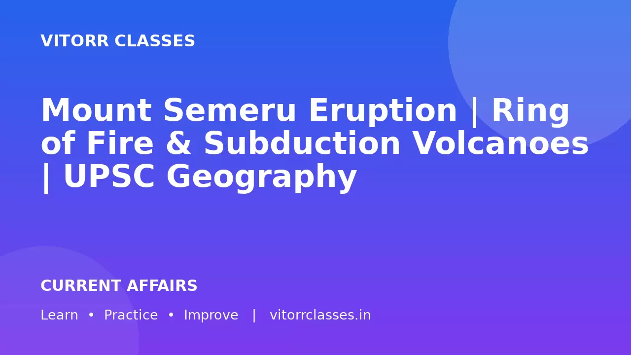 Mount Semeru Eruption | Ring of Fire & Subduction Volcanoes | UPSC Geography