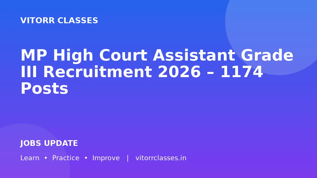 MP High Court Assistant Grade III Recruitment 2026 – 1174 Posts