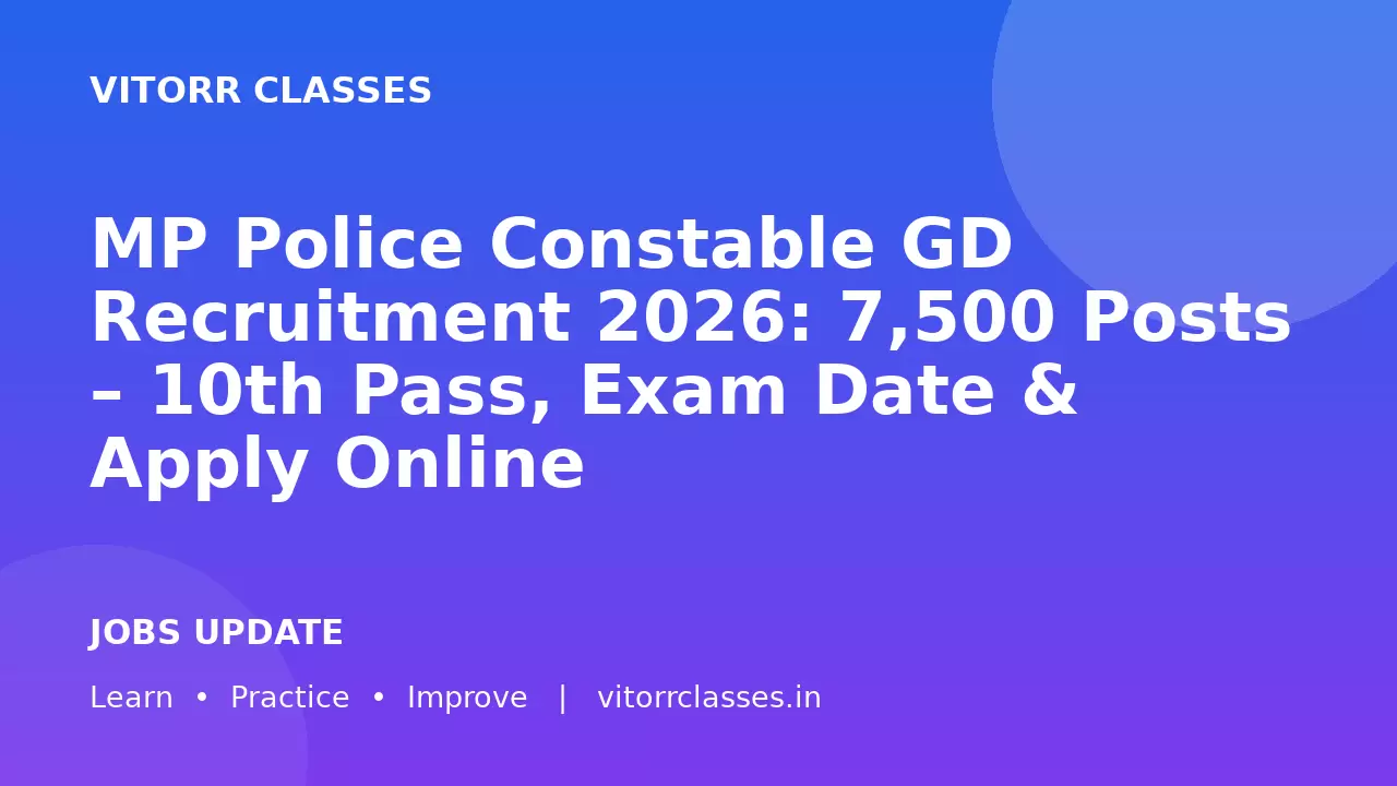 MP Police Constable GD Recruitment 2026: 7,500 Posts – 10th Pass, Exam Date & Apply Online