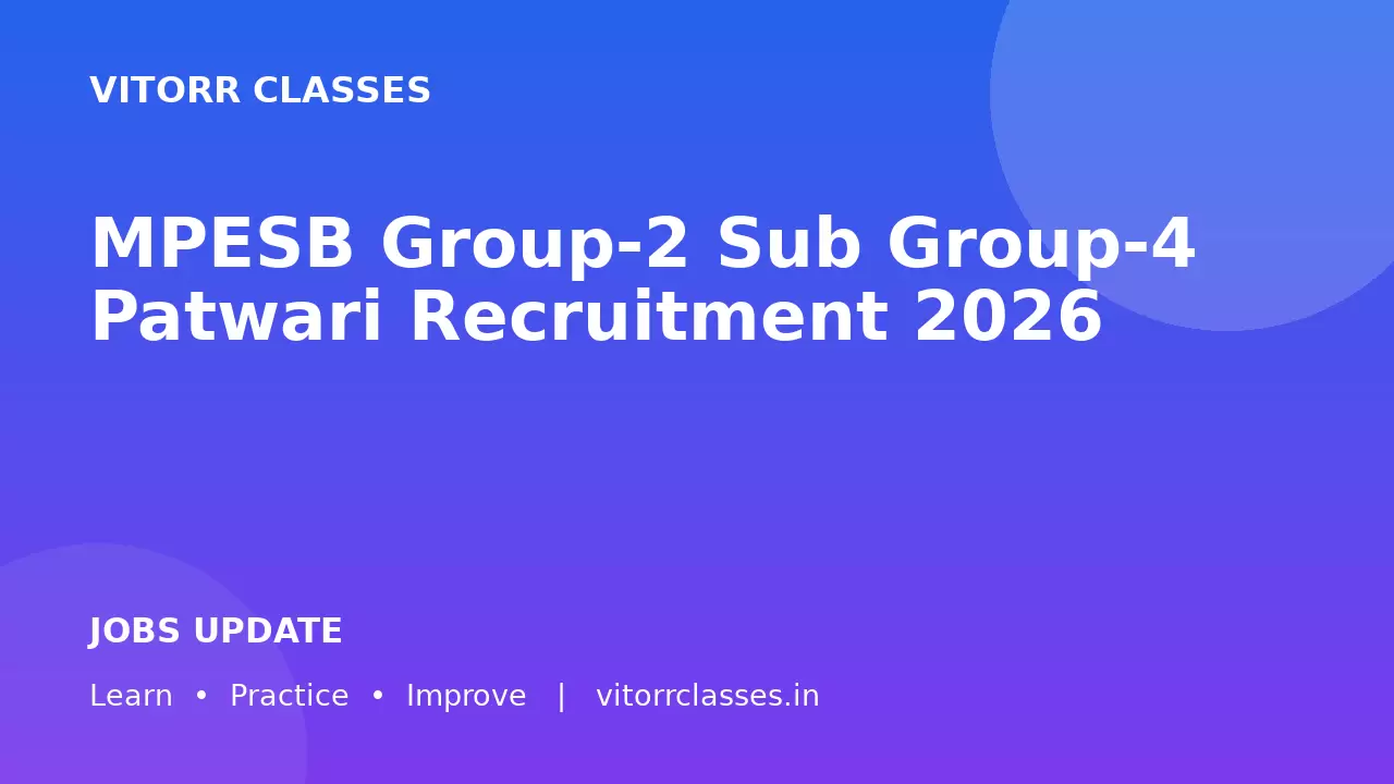 MPESB Group-2 Sub Group-4 Patwari Recruitment 2026