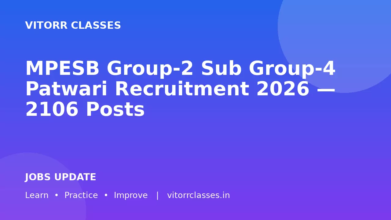 MPESB Group-2 Sub Group-4 Patwari Recruitment 2026 — 2106 Posts