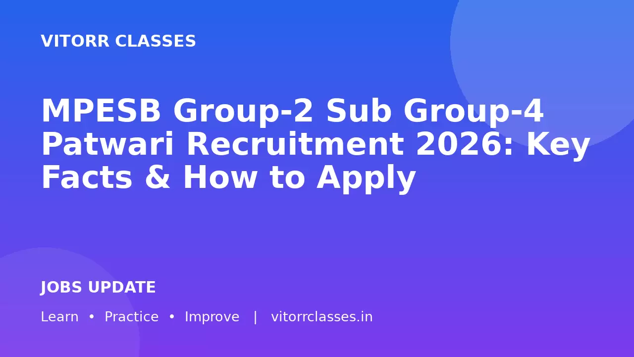 MPESB Group-2 Sub Group-4 Patwari Recruitment 2026: Key Facts & How to Apply