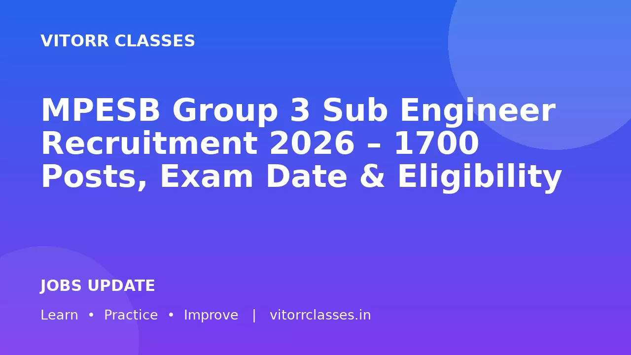 MPESB Group 3 Sub Engineer Recruitment 2026 – 1700 Posts, Exam Date & Eligibility