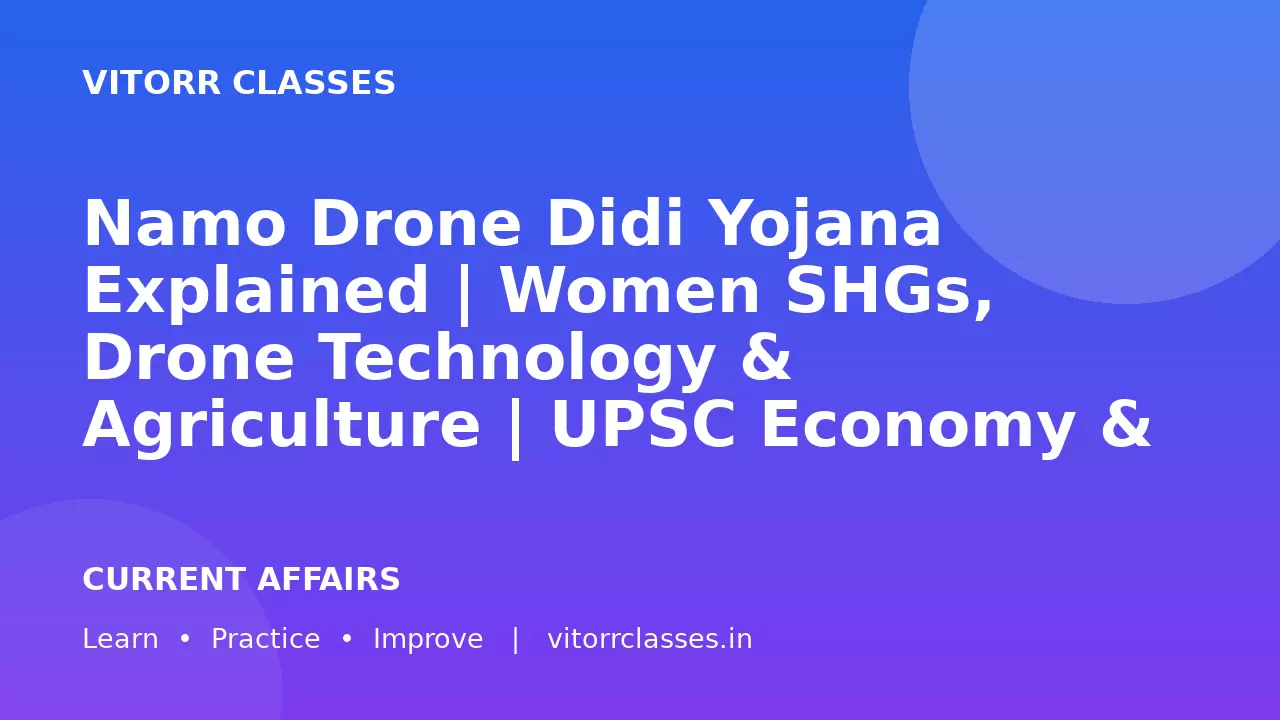 Namo Drone Didi Yojana Explained | Women SHGs, Drone Technology & Agriculture | UPSC Economy & Rural Development