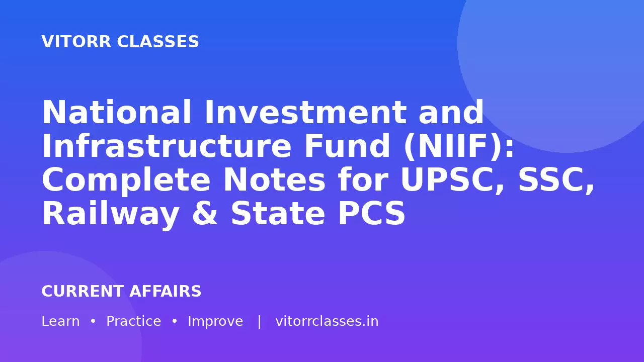 National Investment and Infrastructure Fund (NIIF): Complete Notes for UPSC, SSC, Railway & State PCS