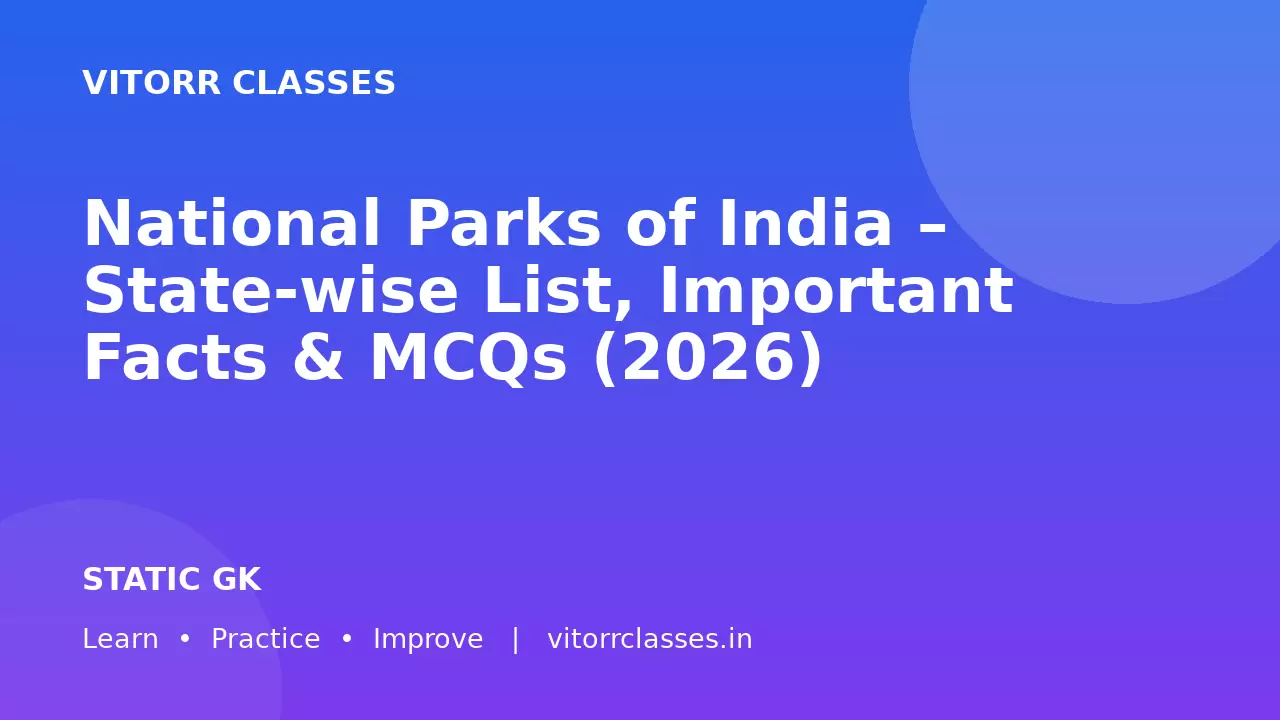 National Parks of India – State-wise List, Important Facts & MCQs (2026)