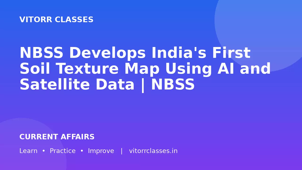 NBSS Develops India's First Soil Texture Map Using AI and Satellite Data | NBSS ने AI और Satellite Data से भारत का पहला Soil Texture Map तैयार किया