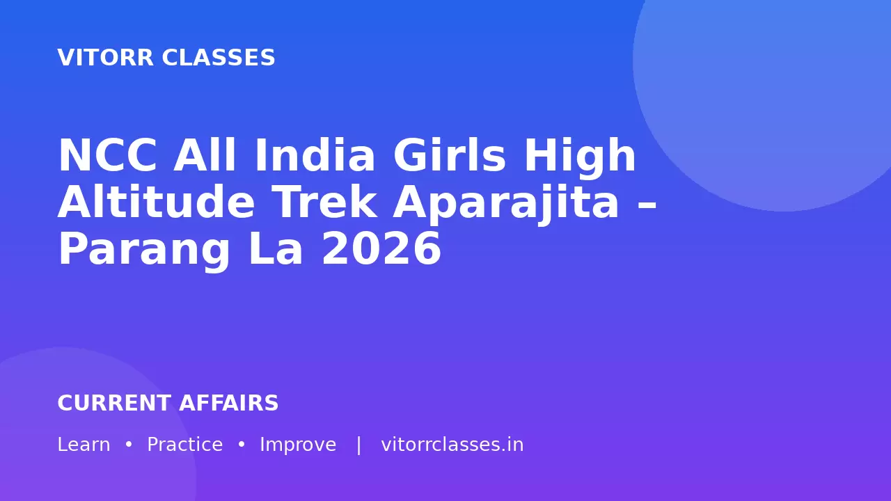 NCC All India Girls High Altitude Trek Aparajita – Parang La 2026