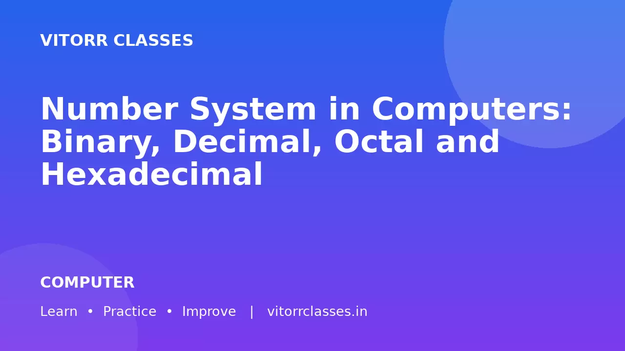 Number System in Computers: Binary, Decimal, Octal and Hexadecimal | कंप्यूटर संख्या पद्धति