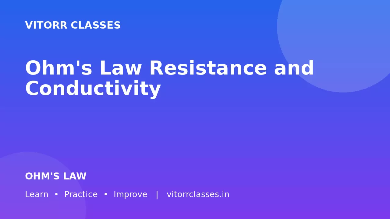 Ohm's Law Resistance and Conductivity | ओम का नियम