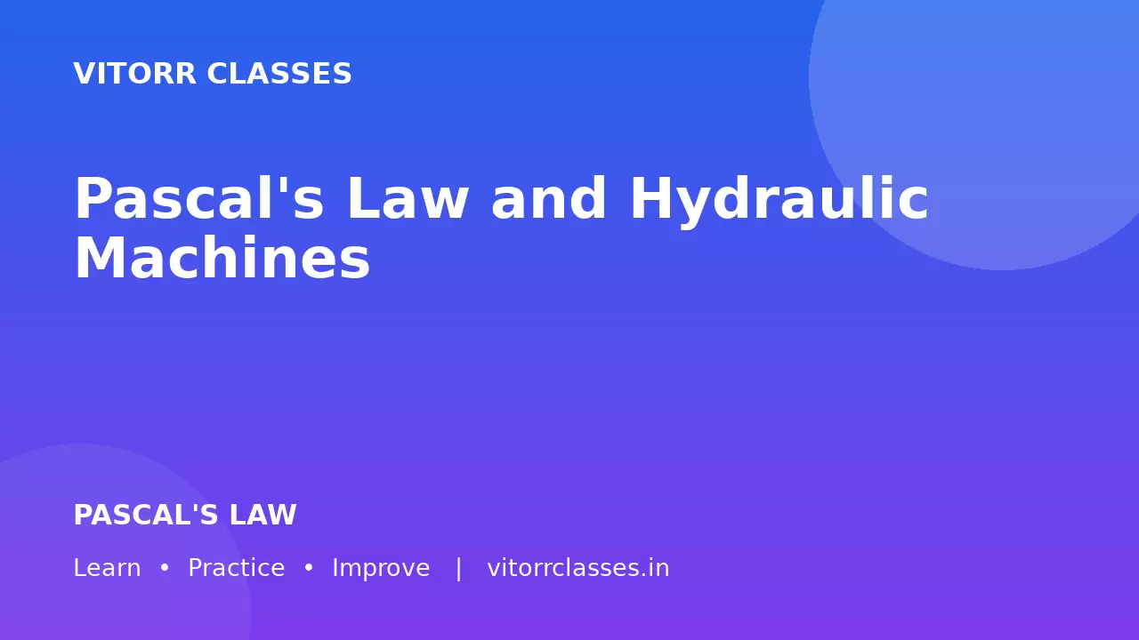 Pascal's Law and Hydraulic Machines | पास्कल का नियम