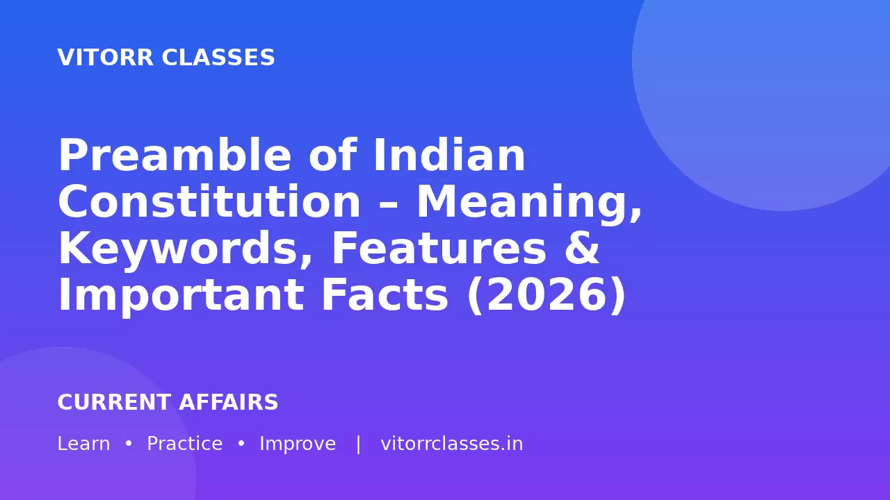Preamble of Indian Constitution – Meaning, Keywords, Features & Important Facts (2026)