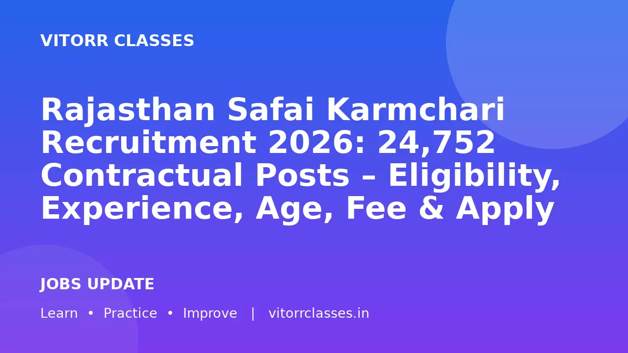 Rajasthan Safai Karmchari Recruitment 2026: 24,752 Contractual Posts – Eligibility, Experience, Age, Fee & Apply Online