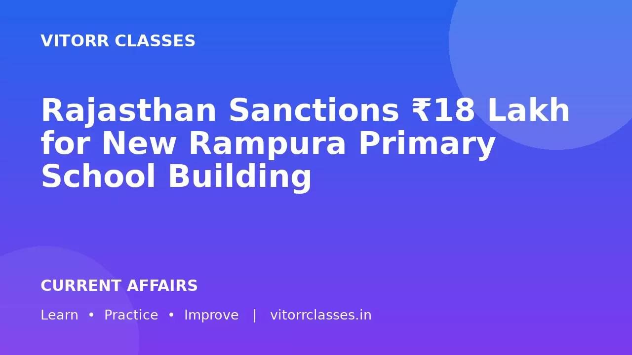 Rajasthan Sanctions ₹18 Lakh for New Rampura Primary School Building | राजस्थान ने रामपुरा प्राथमिक विद्यालय भवन के लिए ₹18 लाख मंजूर किए