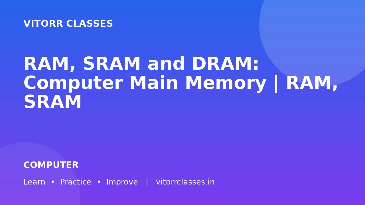 RAM, SRAM and DRAM: Computer Main Memory | RAM, SRAM और DRAM