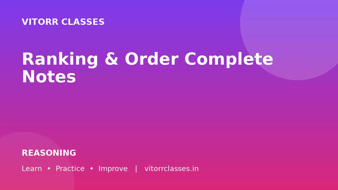 Ranking & Order Complete Notes