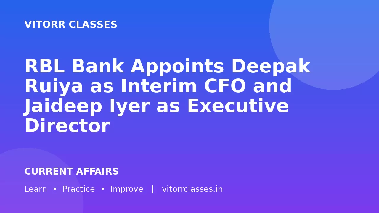 RBL Bank Appoints Deepak Ruiya as Interim CFO and Jaideep Iyer as Executive Director