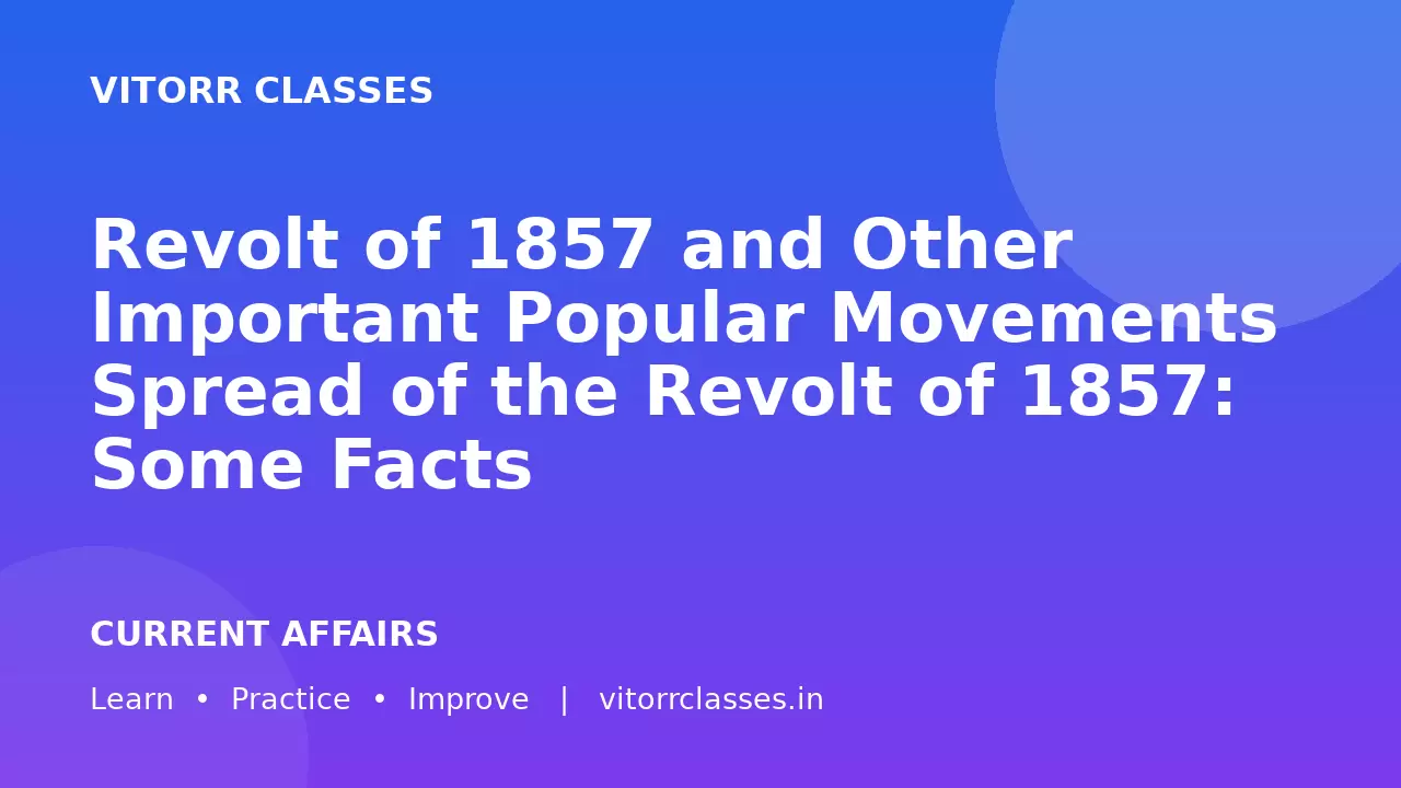 Revolt of 1857 and Other Important Popular Movements Spread of the Revolt of 1857: Some Facts