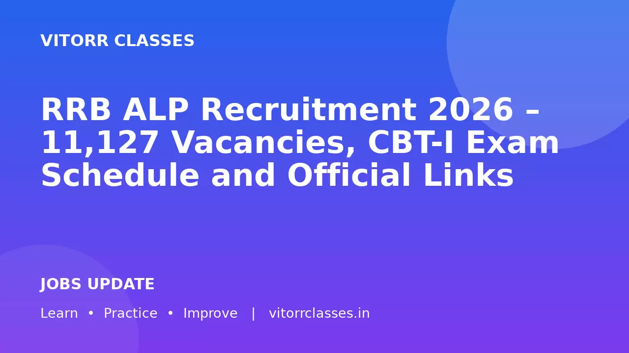 RRB ALP Recruitment 2026 – 11,127 Vacancies, CBT-I Exam Schedule and Official Links | रेलवे सहायक लोको पायलट