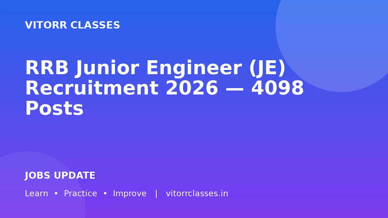 RRB Junior Engineer (JE) Recruitment 2026 — 4098 Posts