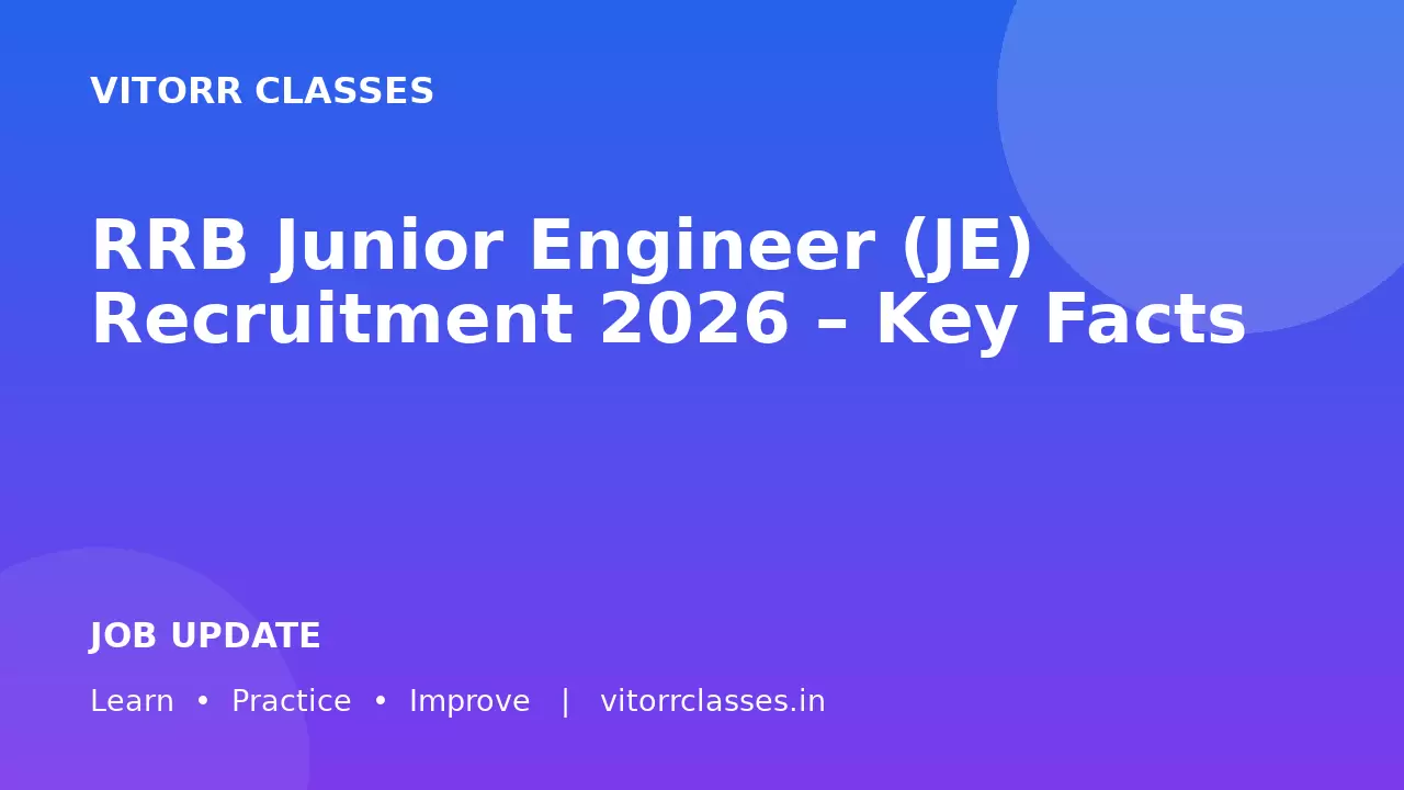 RRB Junior Engineer (JE) Recruitment 2026 – Key Facts