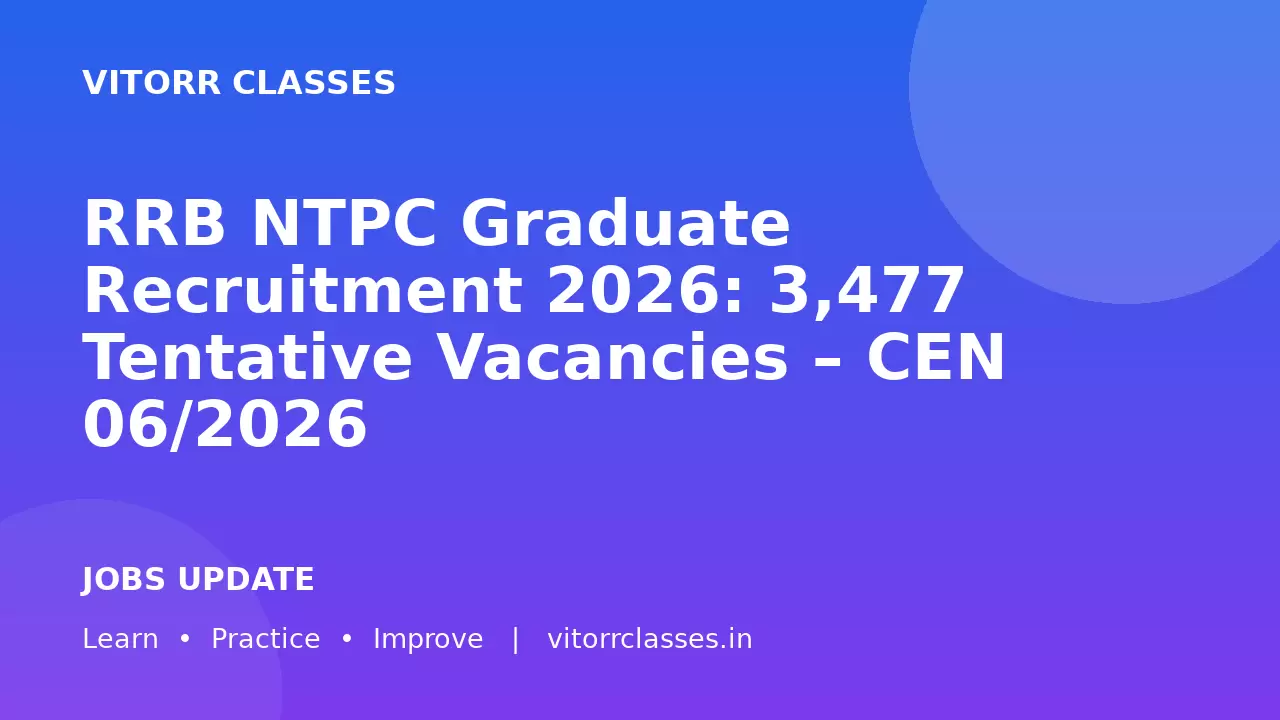 RRB NTPC Graduate Recruitment 2026: 3,477 Tentative Vacancies – CEN 06/2026
