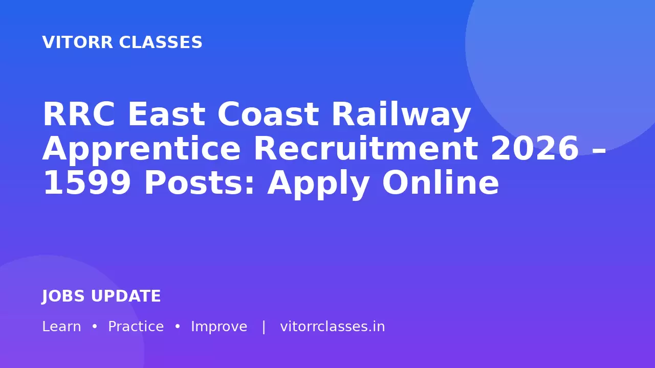 RRC East Coast Railway Apprentice Recruitment 2026 – 1599 Posts: Apply Online