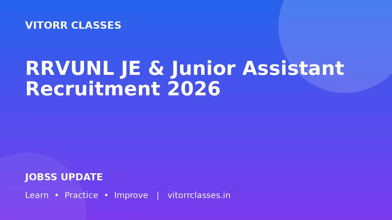 RRVUNL JE & Junior Assistant Recruitment 2026