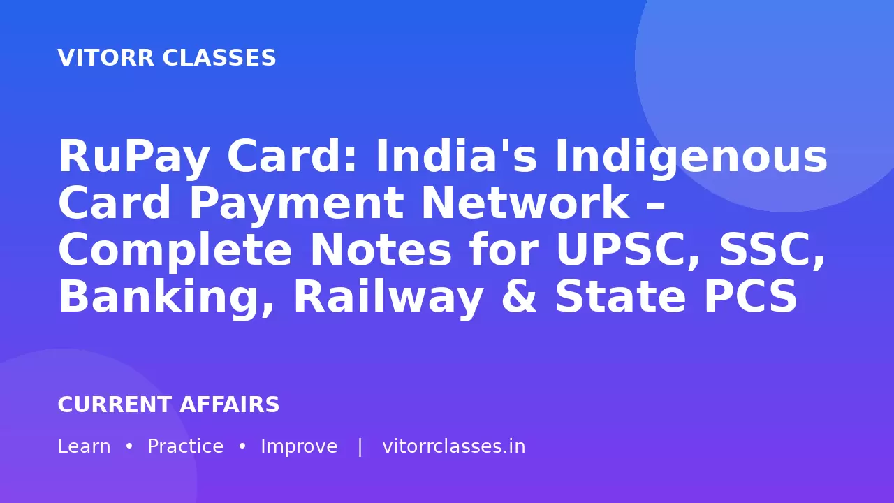 RuPay Card: India's Indigenous Card Payment Network – Complete Notes for UPSC, SSC, Banking, Railway & State PCS