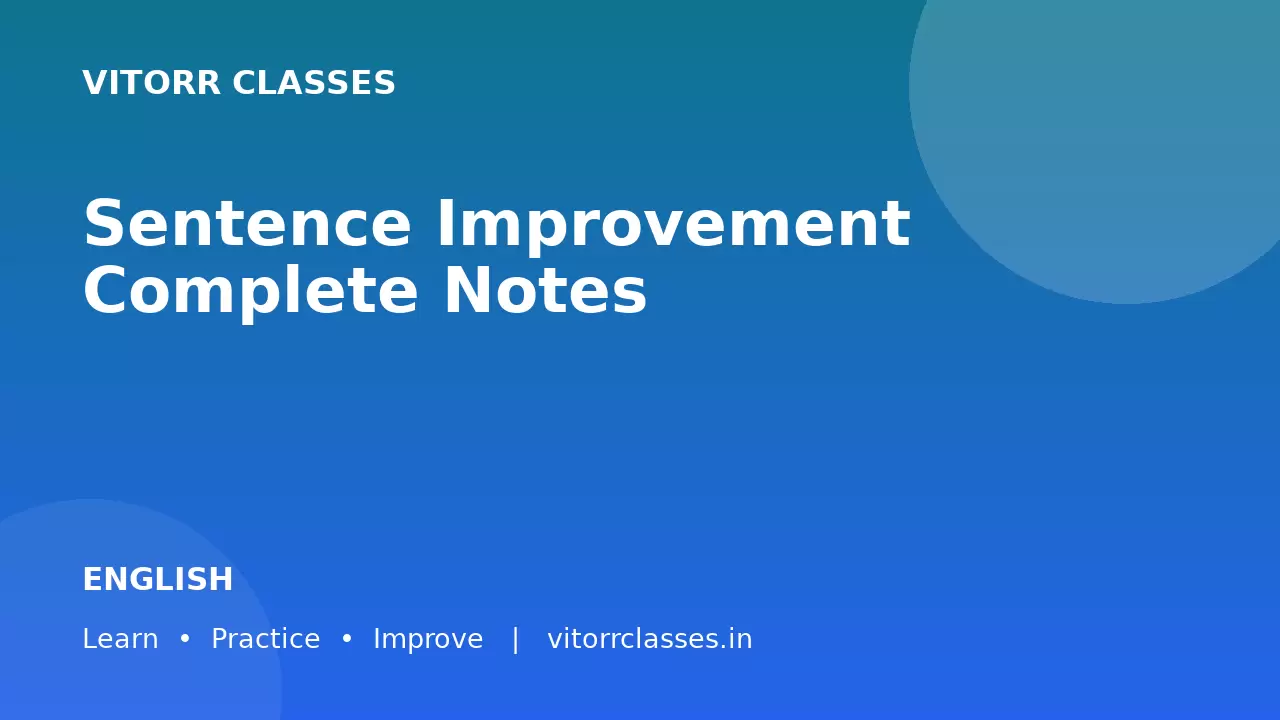 Sentence Improvement Complete Notes वाक्य सुधार सम्पूर्ण नोट्स