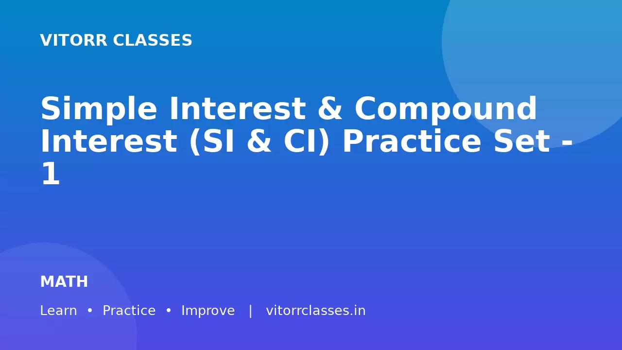 Simple Interest & Compound Interest (SI & CI) Practice Set - 1