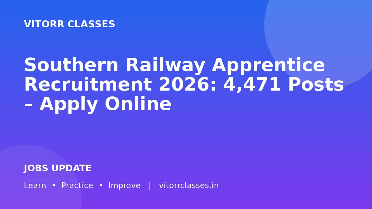 Southern Railway Apprentice Recruitment 2026: 4,471 Posts – Apply Online