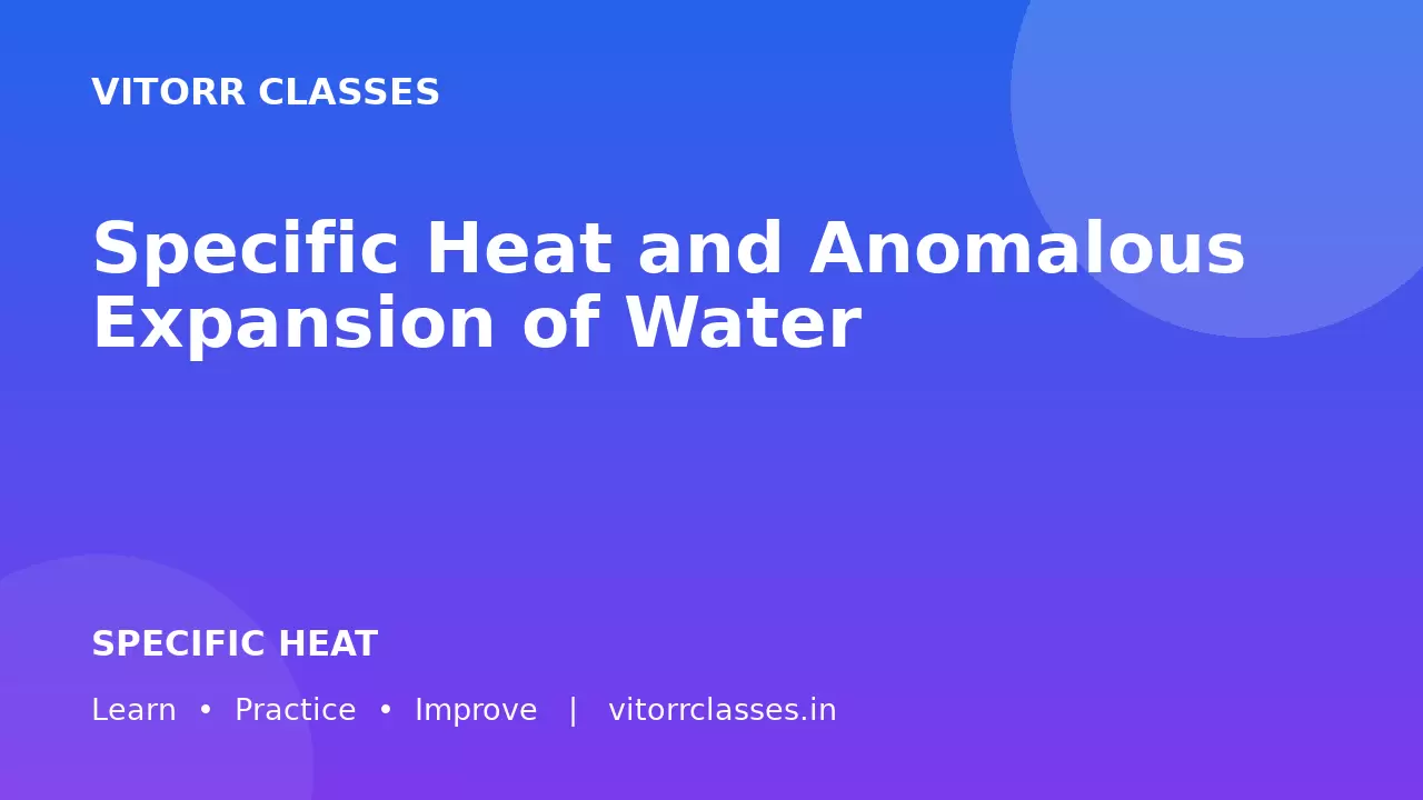 Specific Heat and Anomalous Expansion of Water | विशिष्ट ऊष्मा