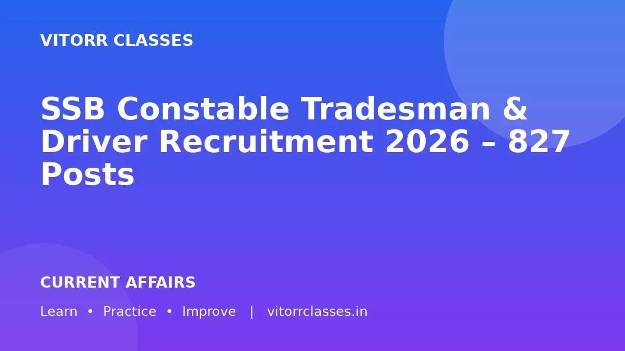 SSB Constable Tradesman & Driver Recruitment 2026 – 827 Posts