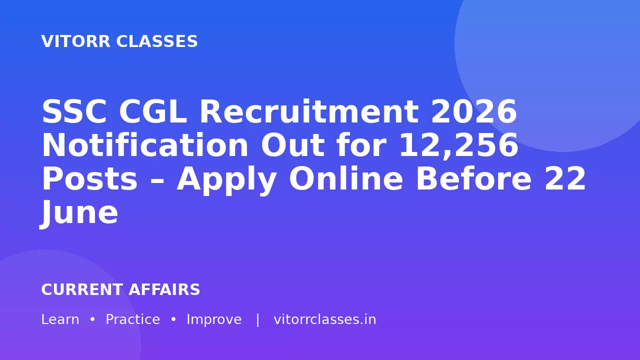 SSC CGL Recruitment 2026 Notification Out for 12,256 Posts – Apply Online Before 22 June
