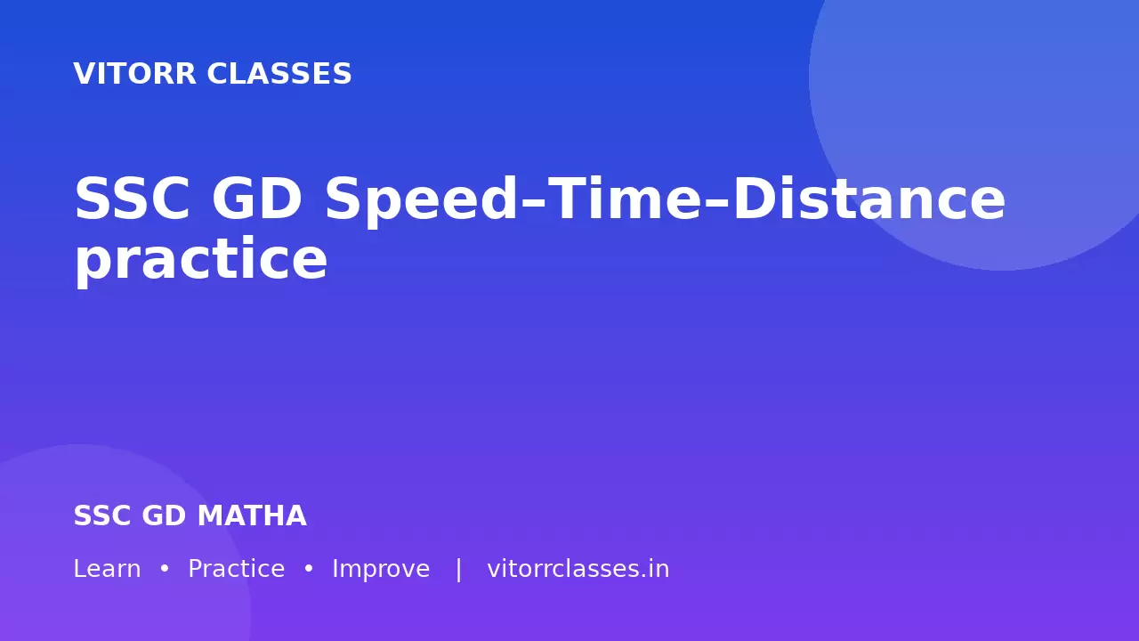 SSC GD  Speed–Time–Distance practice