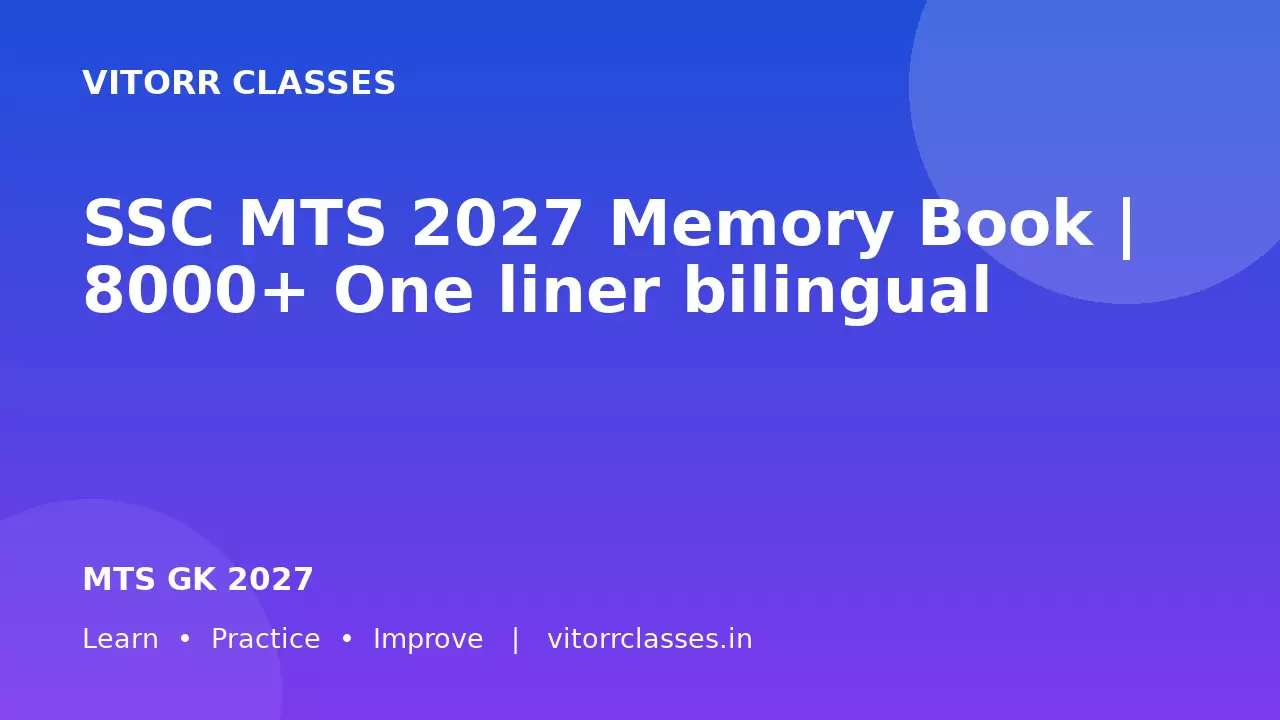 SSC MTS 2027 Memory Book | 8000+ One liner bilingual