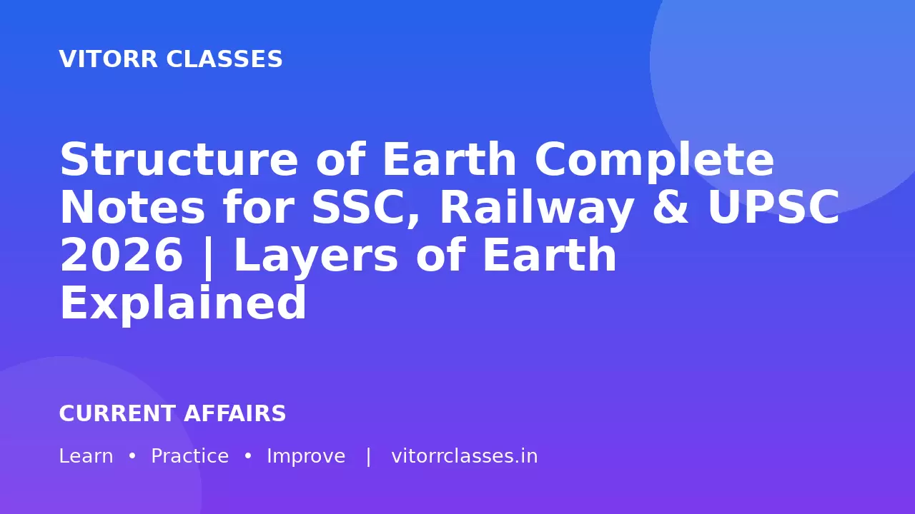 Structure of Earth Complete Notes for SSC, Railway & UPSC 2026 | Layers of Earth Explained
