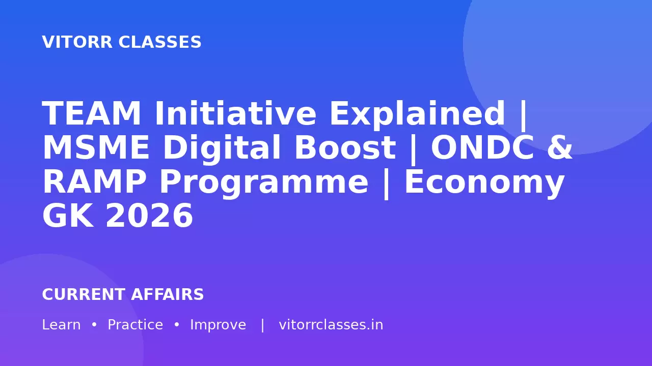 TEAM Initiative Explained | MSME Digital Boost | ONDC & RAMP Programme | Economy GK 2026