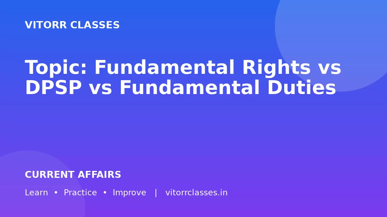 Topic: Fundamental Rights vs DPSP vs Fundamental Duties