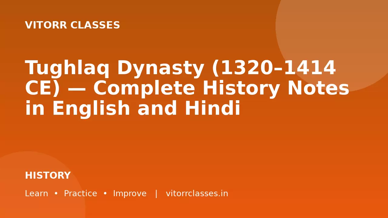 Tughlaq Dynasty (1320–1414 CE) — Complete History Notes in English and Hindi