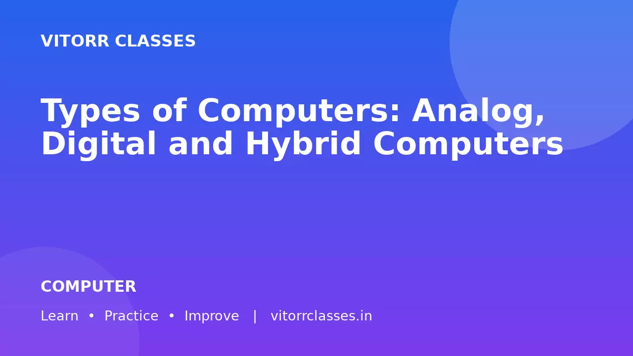Types of Computers: Analog, Digital and Hybrid Computers | कंप्यूटर के प्रकार