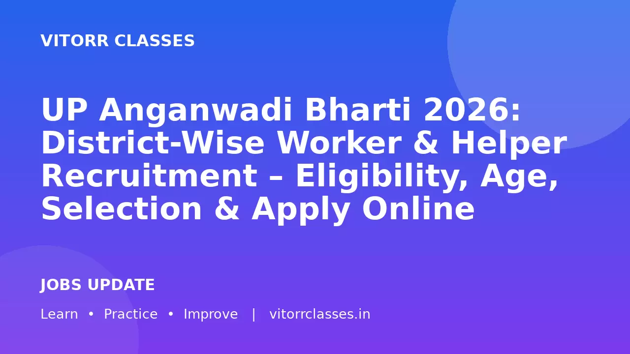 UP Anganwadi Bharti 2026: District-Wise Worker & Helper Recruitment – Eligibility, Age, Selection & Apply Online