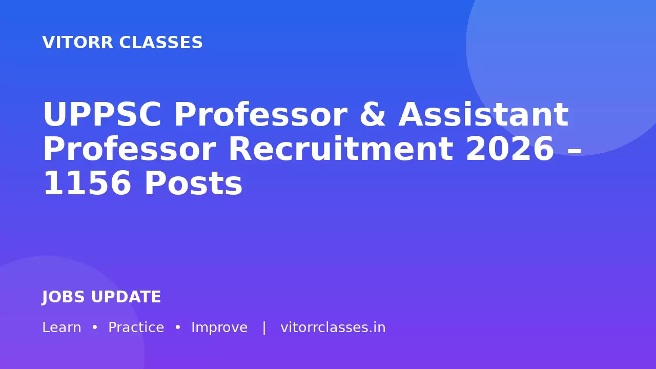 UPPSC Professor & Assistant Professor Recruitment 2026 – 1156 Posts