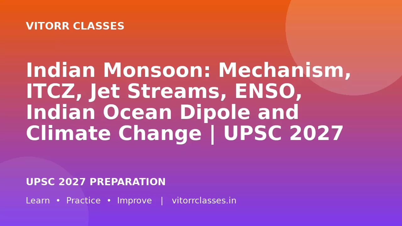 Indian Monsoon: Mechanism, ITCZ, Jet Streams, ENSO, Indian Ocean Dipole and Climate Change | UPSC 2027 Day 21 GS1