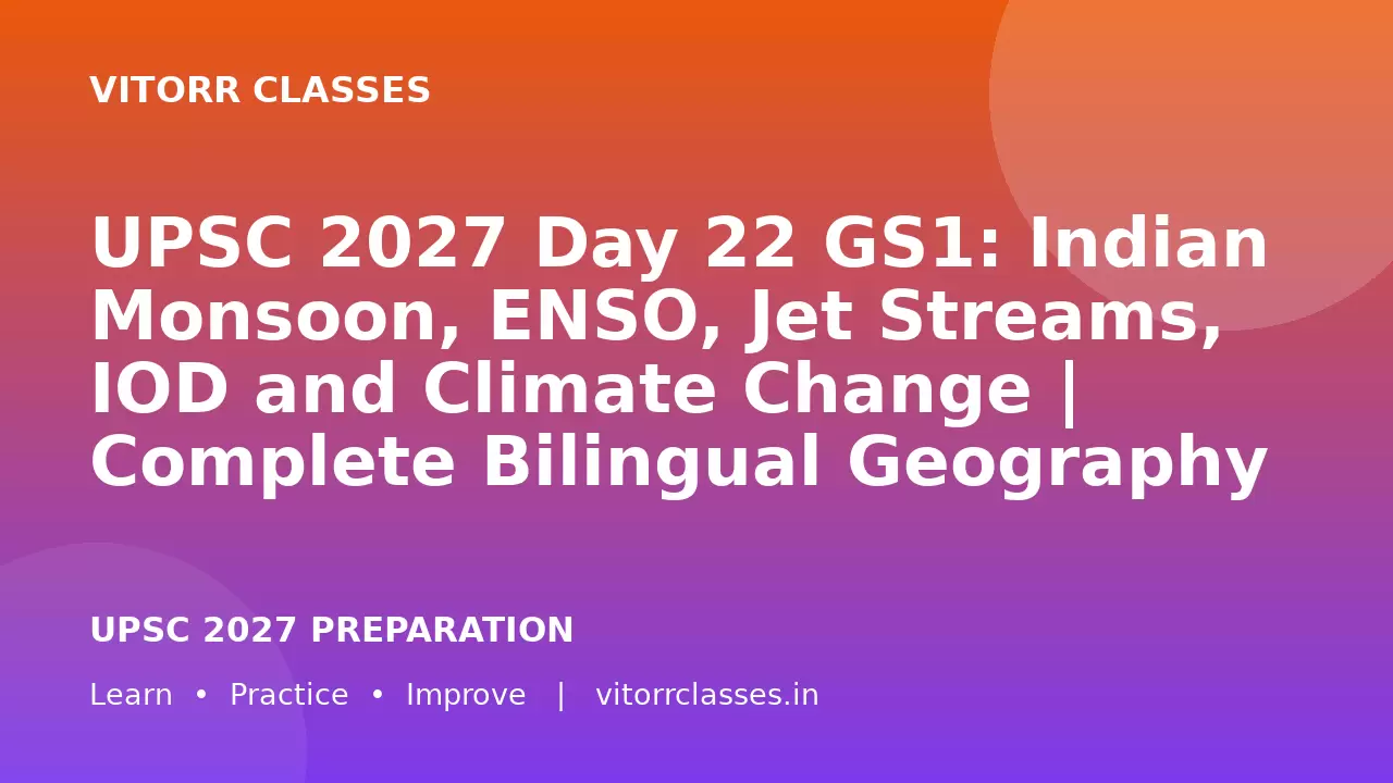 UPSC 2027 Day 22 GS1: Indian Monsoon, ENSO, Jet Streams, IOD and Climate Change | Complete Bilingual Geography Notes