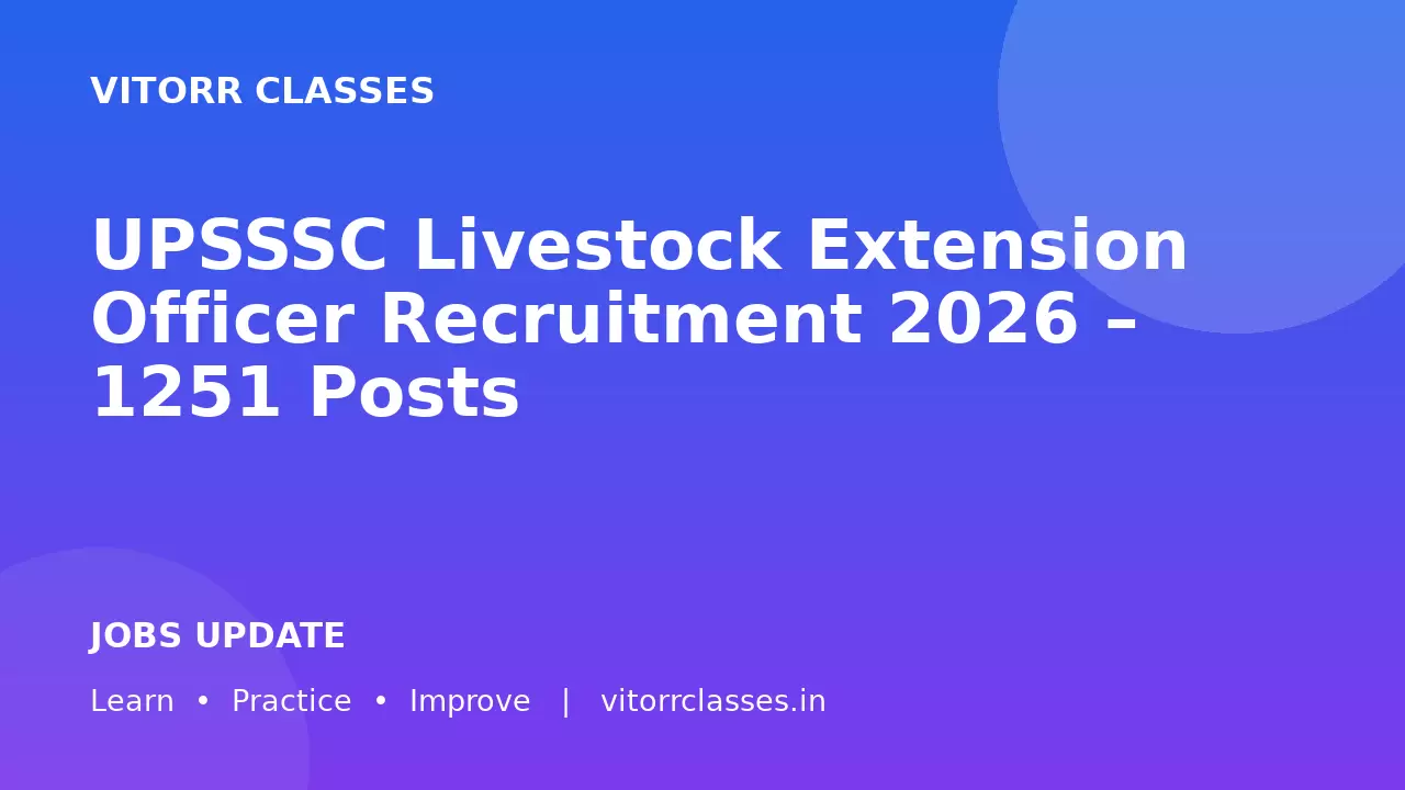 UPSSSC Livestock Extension Officer Recruitment 2026 – 1251 Posts