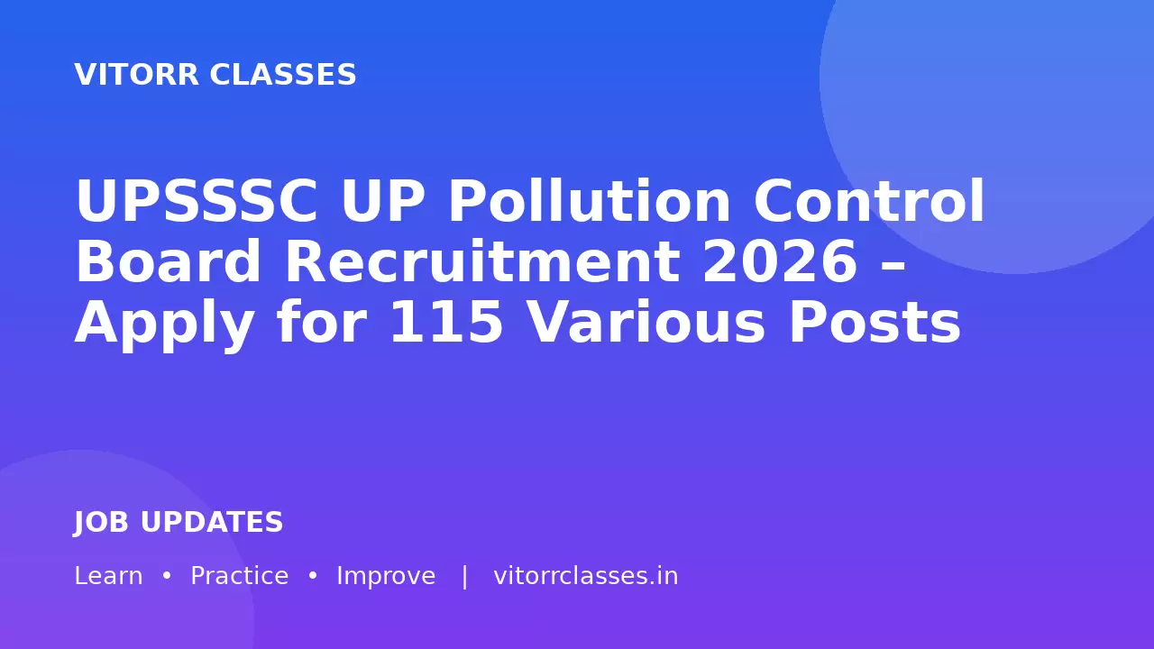 UPSSSC UP Pollution Control Board Recruitment 2026 – Apply for 115 Various Posts