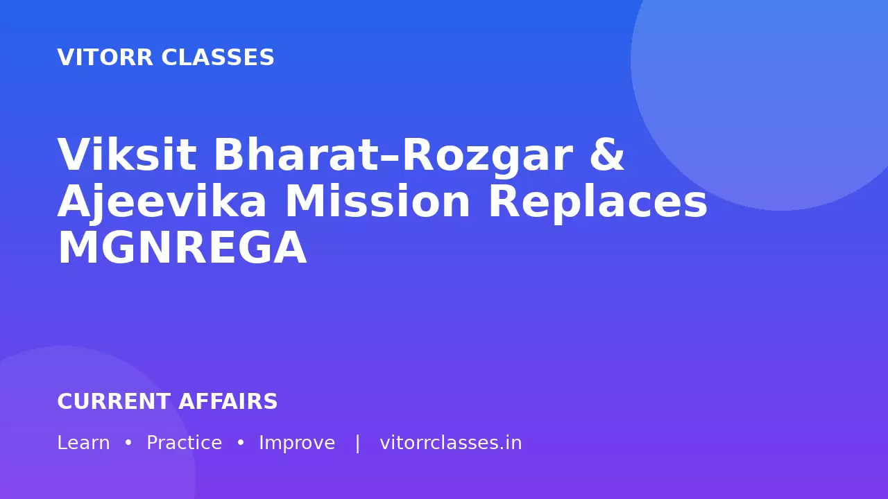 Viksit Bharat–Rozgar & Ajeevika Mission Replaces MGNREGA